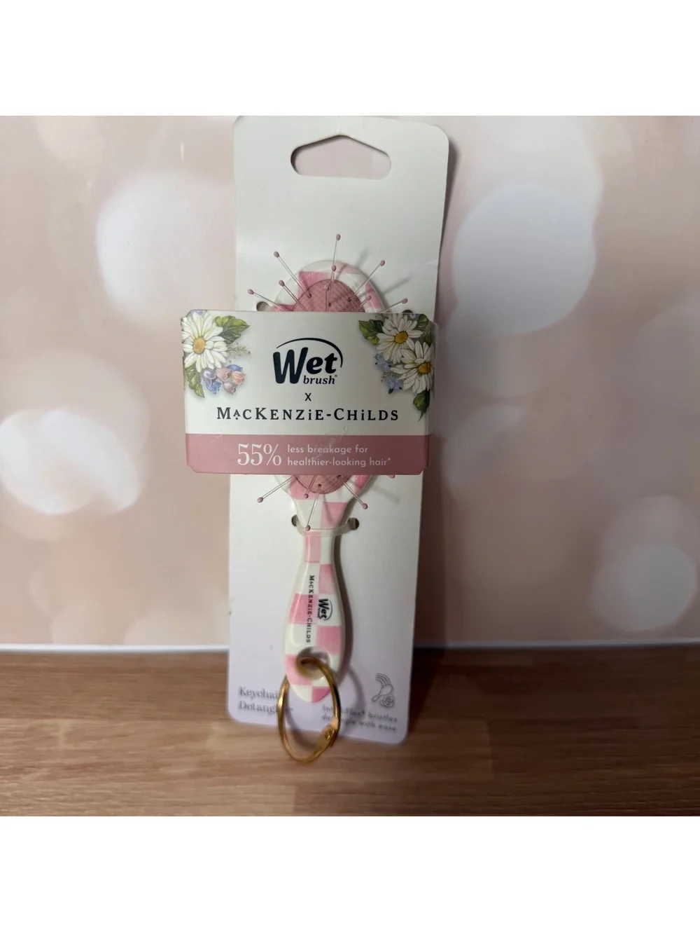 Mackenzie-Childs x Wet Brush Keychain Detangler Pink Check | New